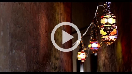 Alleyway decorated by Ramadan Lanterns|