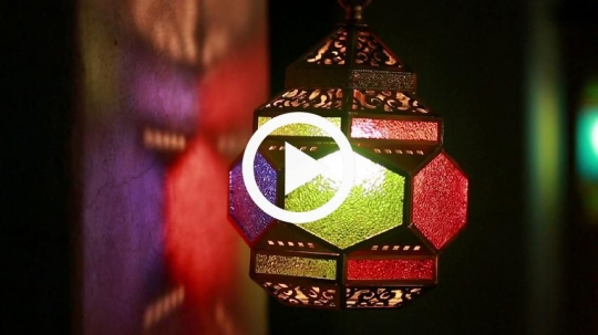 Colourful lantern on the wall