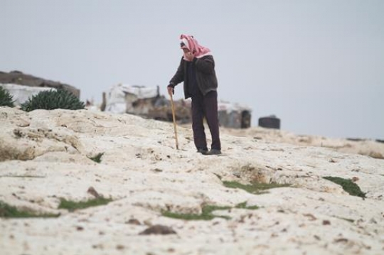 An old Palestinian at Bab al-Shams or Gate of the Sun in Arabic