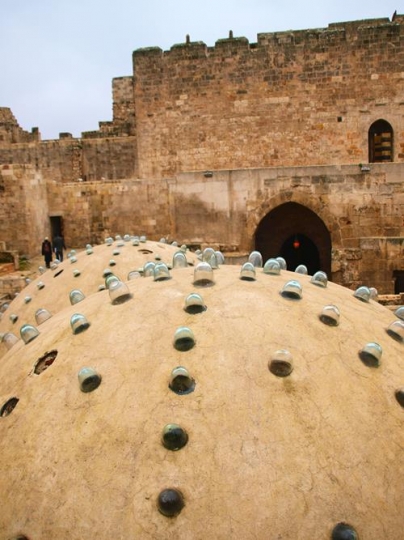closeup at aleppo castle in syria