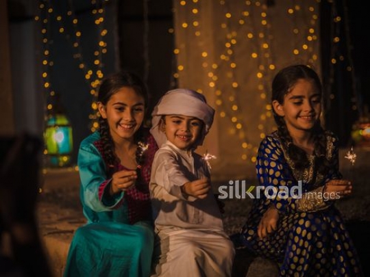 Children celebrating with fiery matches|-