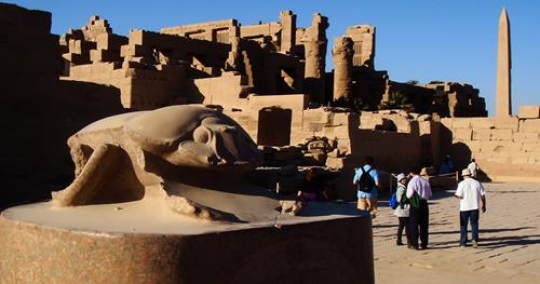 Ancient ruins in the temple of Karnak. Luxor, Egypt