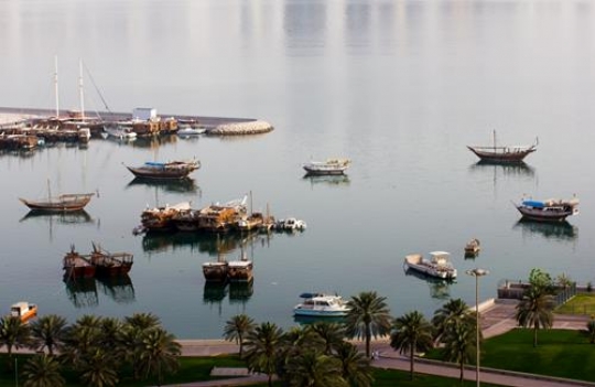 dhows moored in doha bay,Qatar
