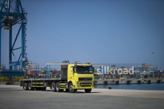 Truck parked at Port|-