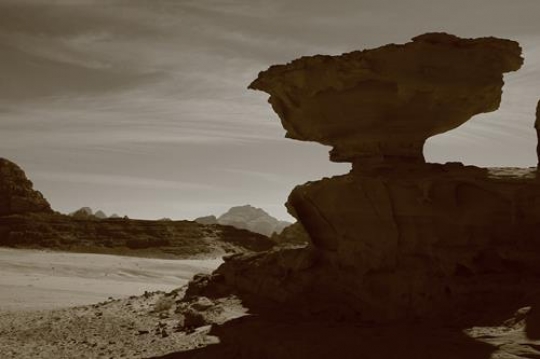 mushroom rock in wadi rum,Jordan