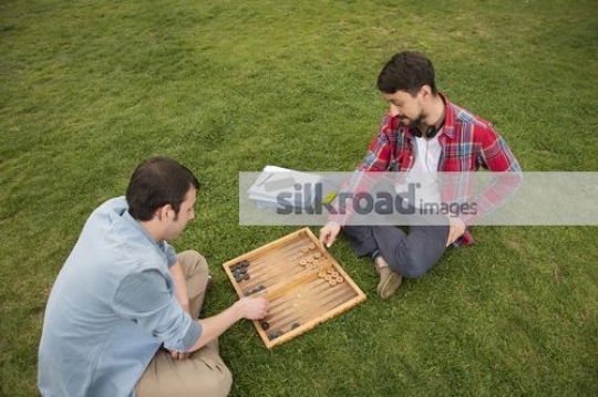 Two friends playing a game together