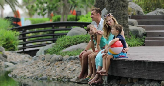 Western Family bonding by the lake|-
