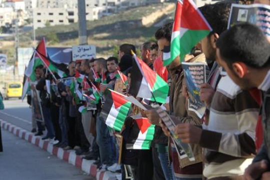 palestinian during a rally to support prisoners in israeli jail whith their hunger strike 