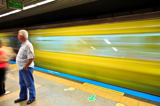 man in the train station