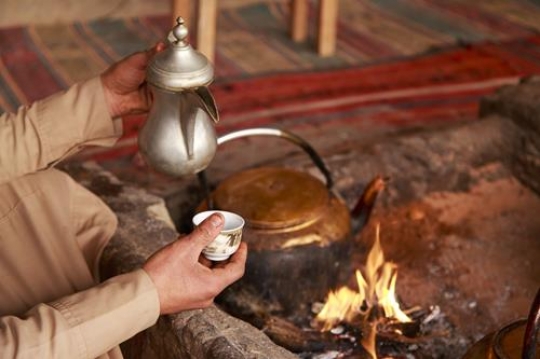Bedouin Man Pouring Coffee in Jordan