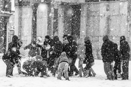 Kids of Jerusalem playing in the snow