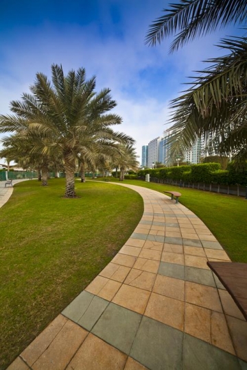 tiled walkthrough in a garden
