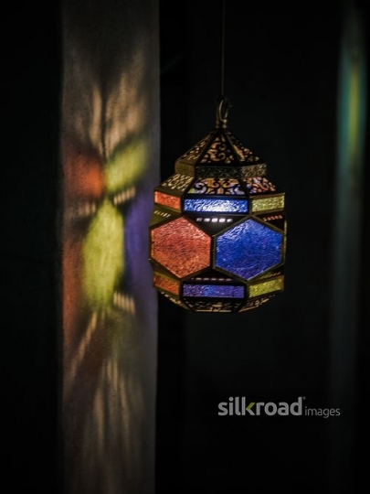 Colorful lantern on the wall|-
