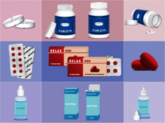 packing for tablet with pill bottle and eye drops bottle