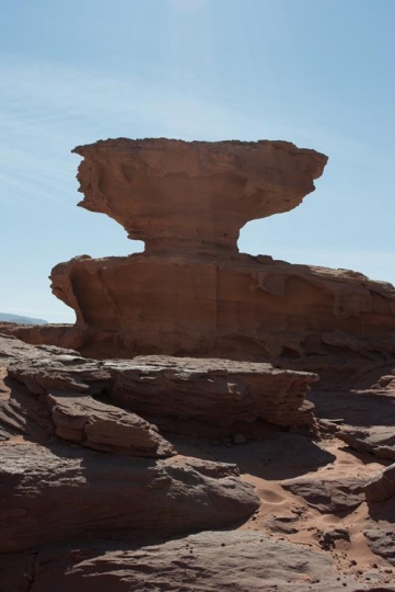 mushroom rock in wadi rum,Jordan