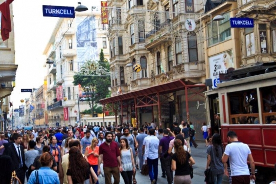 crowded market with people 