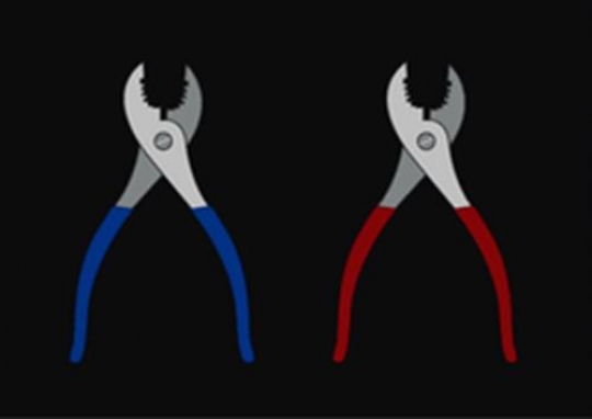 blue and red pliers