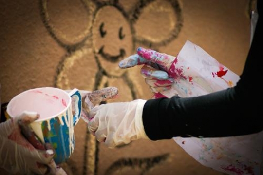 painting the wall of kindergarten