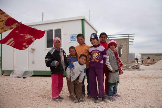 kids playing togther from Zaatari refugee camp for Syrian refugees