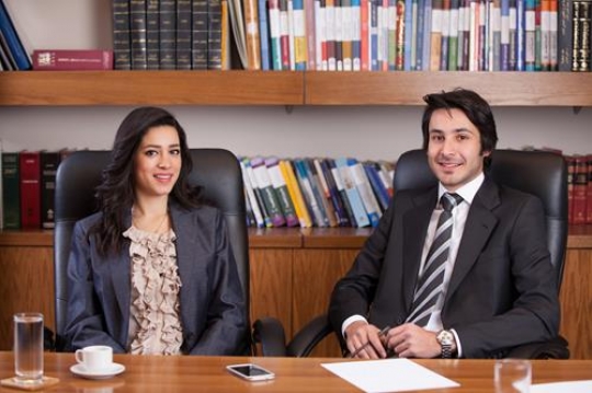 business couple working at office,smiling