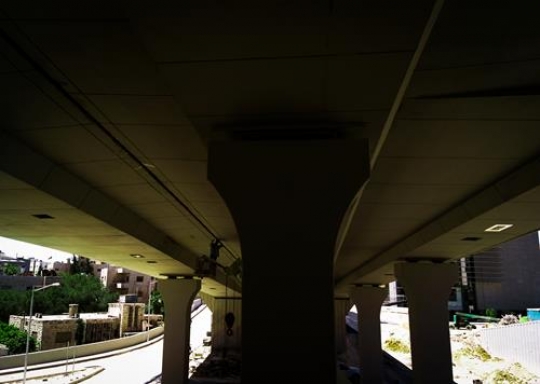underneath a bridge