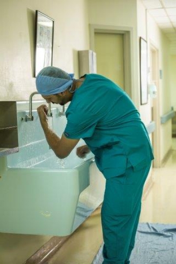 A Surgeon getting ready for Op