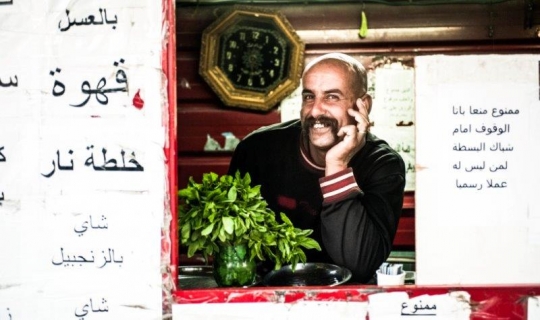 Palestinian at his Kiosk in Nablus