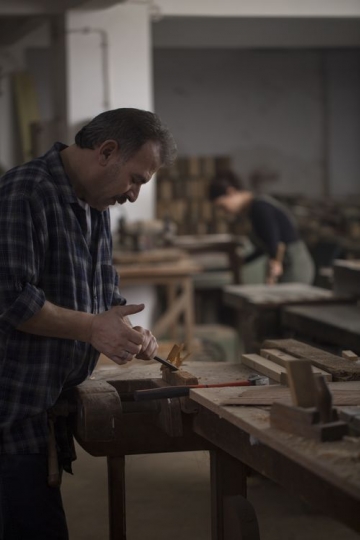 Man working with the wood