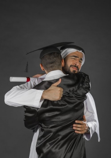 A Cool Arab Dad Greeting Son on Graduation|-